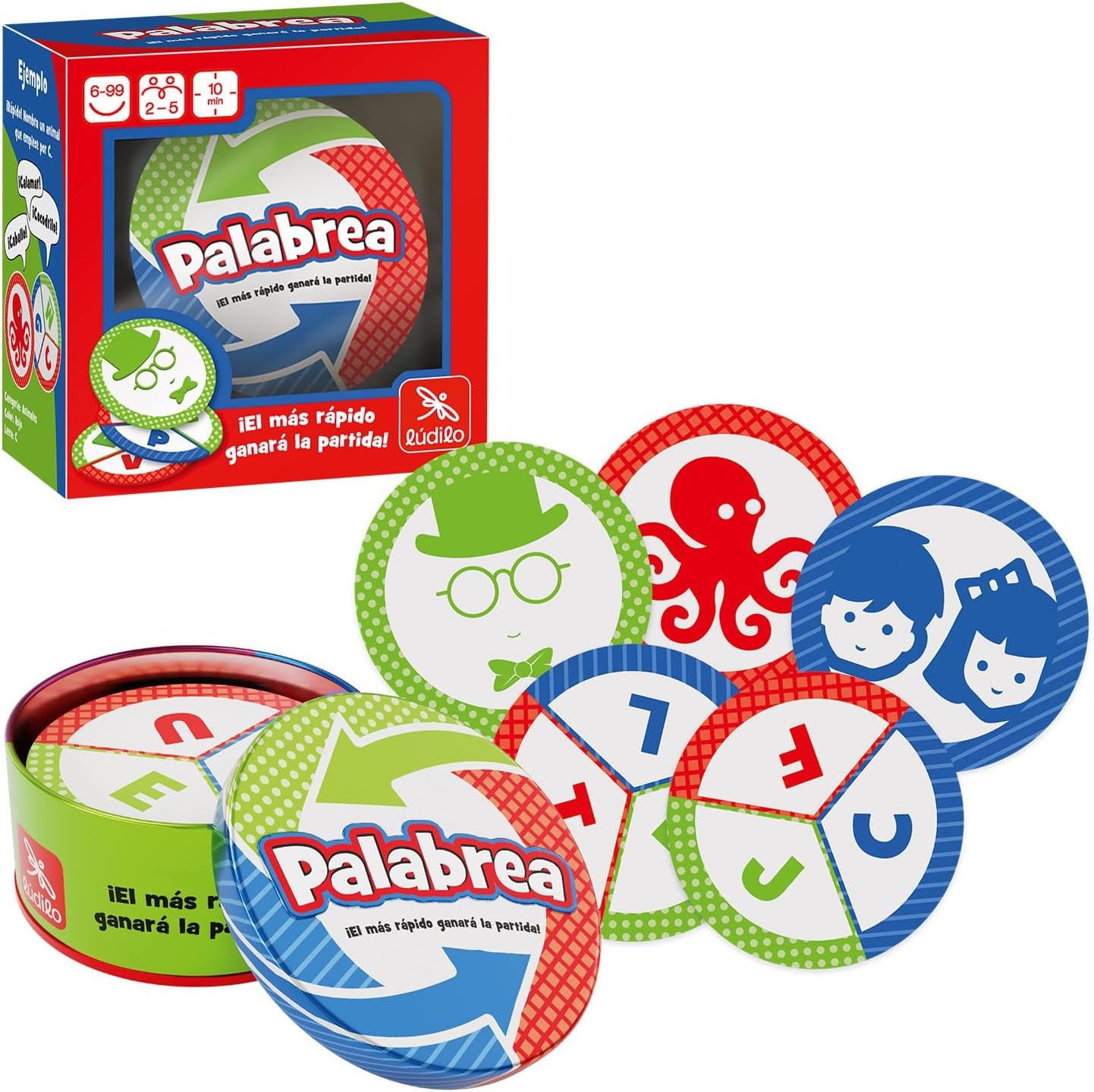 Ludilo - Palabrea | Juegos De Mesa Niños 6 Años O Más | Juegos Educativos 6 Años O Más | Juego Cartas Niños 10 Minutos De Duración | Juego De Mesa De 2 A 5 Jugadores | Regalos para Niños