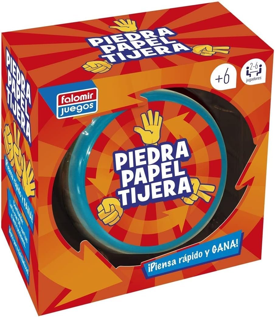 Falomir - Juego de Mesa Piedra, Papel o Tijera, Acción Rápida, Ganador Consigue Mayor Número de Tarjetas, Material de Aluminio, Multicolor