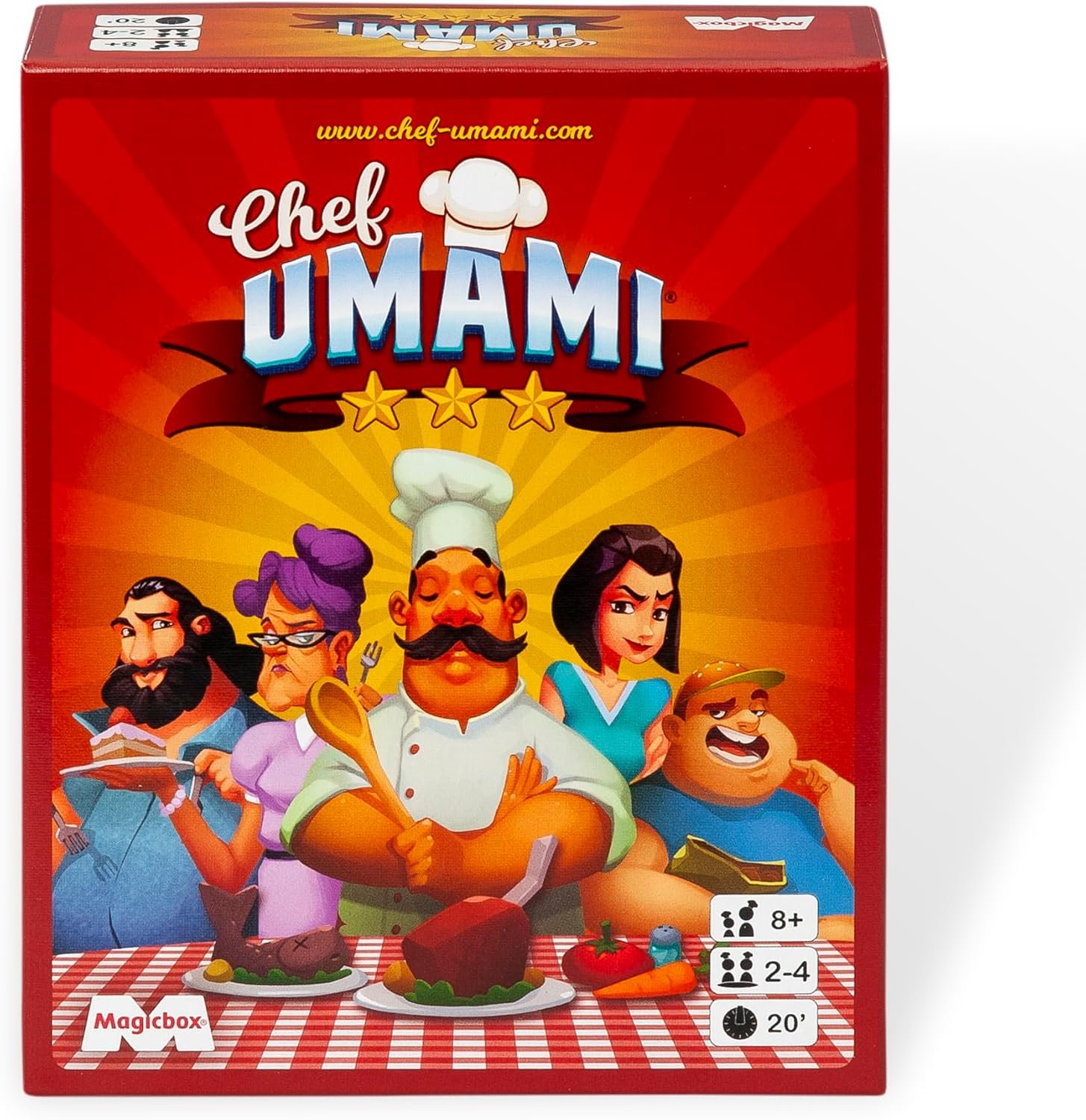 MAGICBOX Chef Umami – Juego de Mesa Familiar | Juego de Cartas para Amigos y Familia | para Niños a Partir de 8 años y Adultos | De 2 a 4 Jugadores | Diversión y Risas aseguradas | Duración 20 min