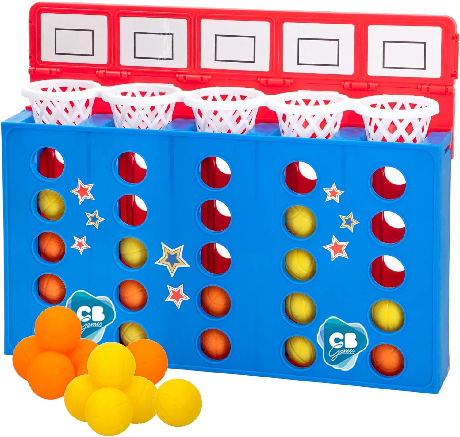 ColorBaby Juego de Mesa 4 en Raya, Juego de Baloncesto, Juegos de Mesa para niños, 26 Bolas, 1 tableros, 2 Jugadores, Juegos Estrategia, CB Games, +5 años