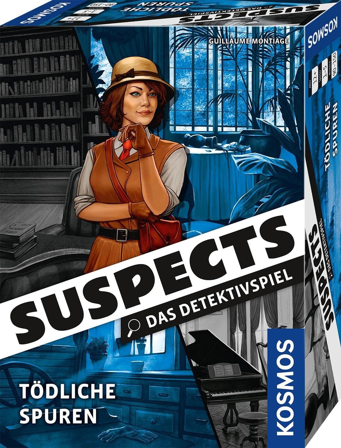 Kosmos 682897 Suspects - Pistas mortales, Juego de Detective, Juego de crímenes, emocionante Juego de Mesa como Crimen para determinar, emocionante Caso de Asesinato, a Partir de 12 años, para 1-5