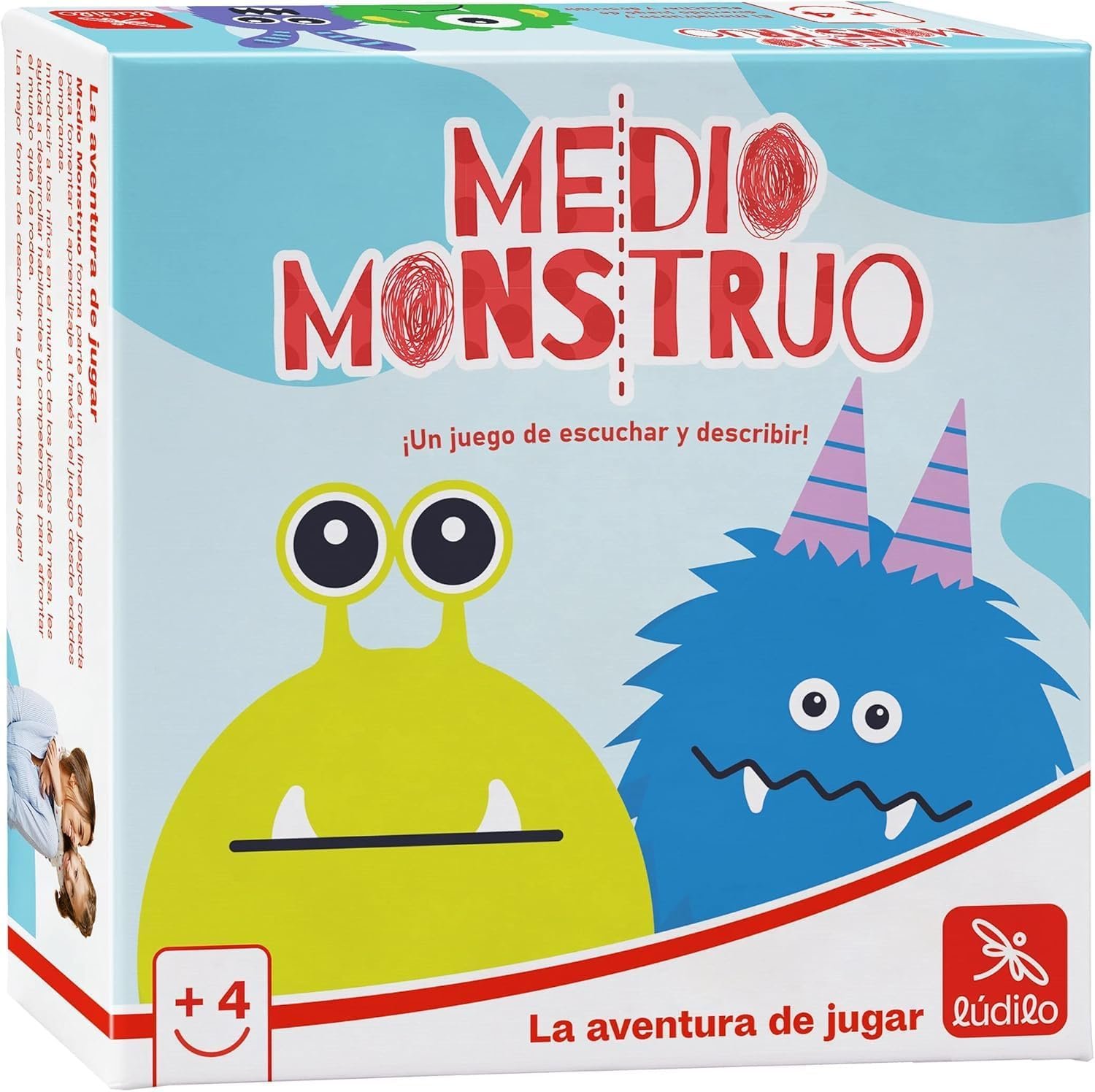 Ludilo - Medio Monstruo | Juegos De Mesa Niños 4 Años O Más | Juegos Educativos Niños 4 Años De Partidas De 10 Minutos | Juego De Mesa De 2 A 4 Jugadores