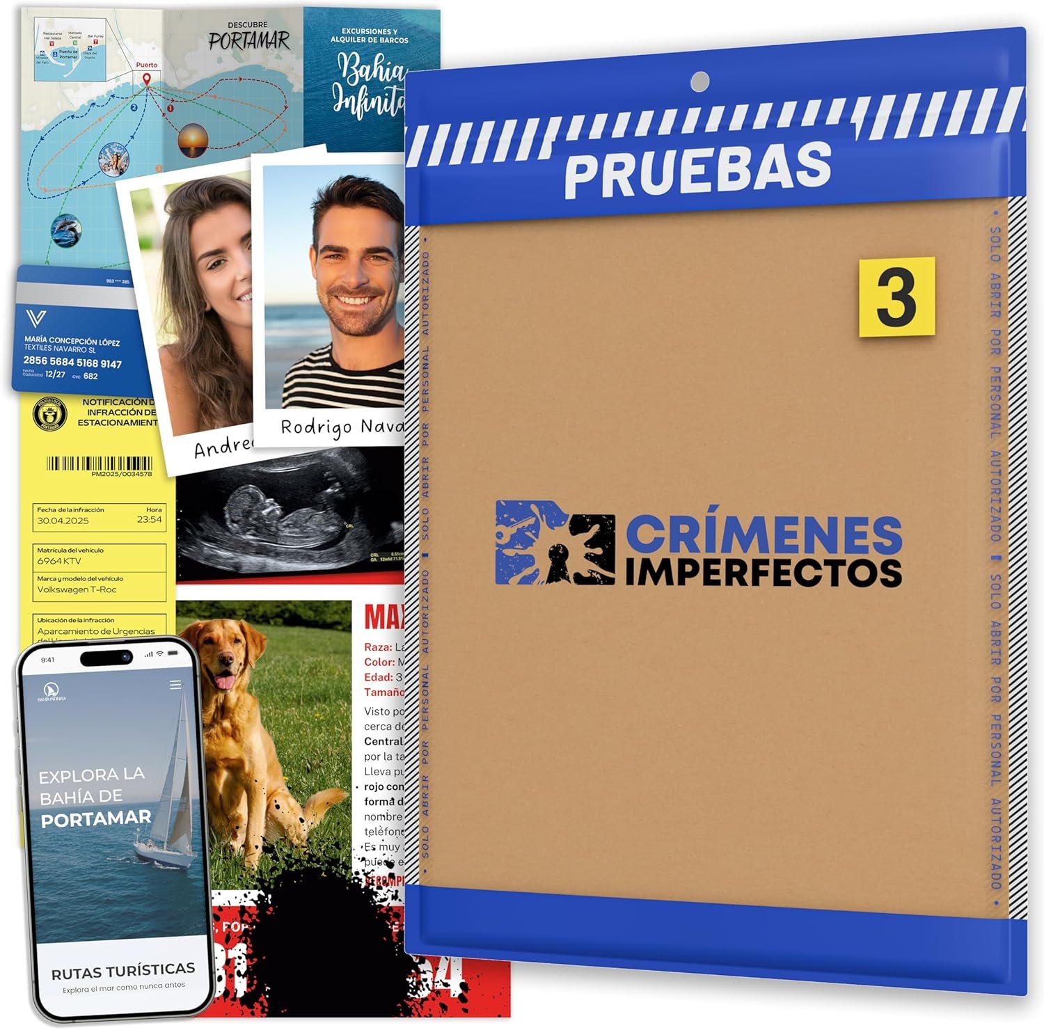 Caso 3: El Crimen de Portamar. Juegos de Mesa Adulto, Caso Policial para Resolver Misterio en Casa, Escape Room Juego de Mesa Resuelve el Crimen como Detective.