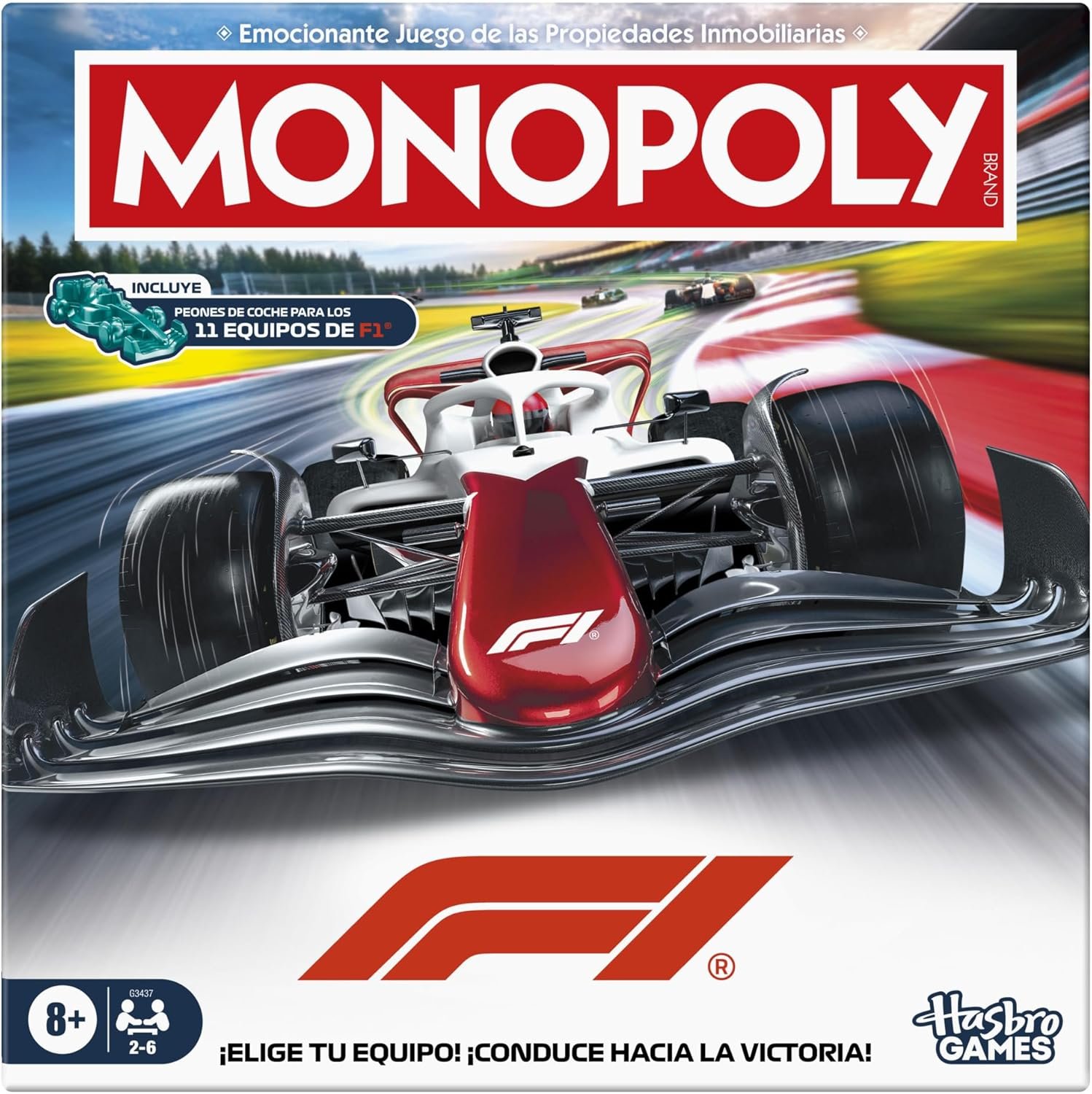 Juego de Mesa Monopoly edición F1 | Juego Formula 1 Oficial | Juegos Familiares para niños, Adolescentes y Adultos | De 2 a 6 Jugadores | 45 Minutos | Edad: 8+ - Versión en español